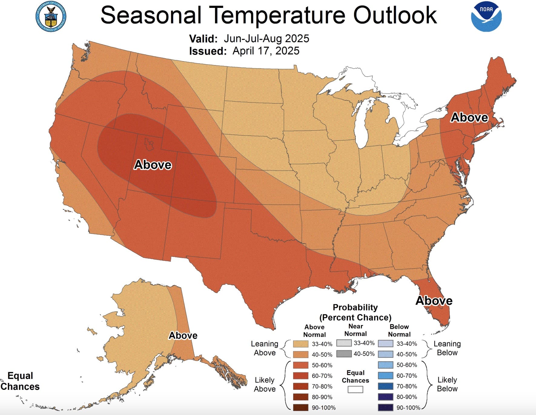 NOAA Seasonal Temperature Outlook.